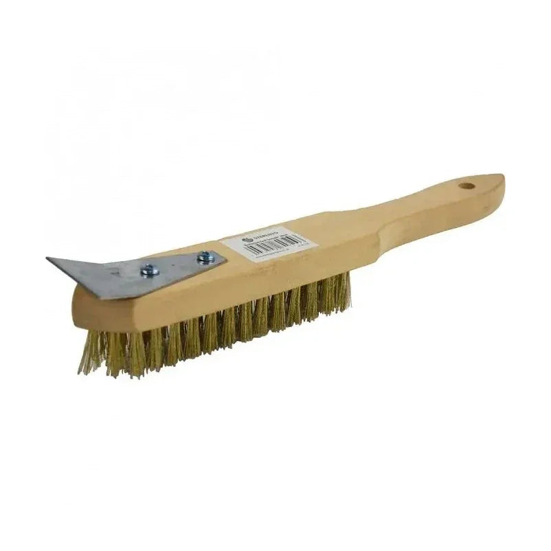 KRD BBQ Grill Cleaning Brush with Scraper 30cm Wooden Handle