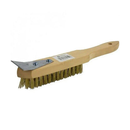 KRD BBQ Grill Cleaning Brush with Scraper 30cm Wooden Handle