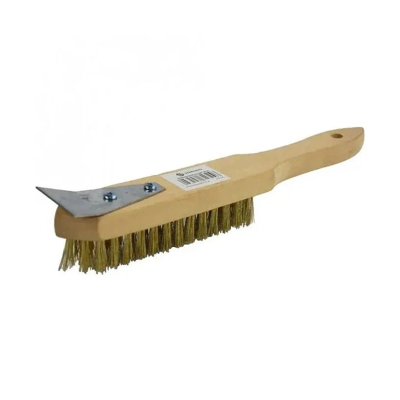 KRD BBQ Grill Cleaning Brush with Scraper 30cm Wooden Handle Pack of 3
