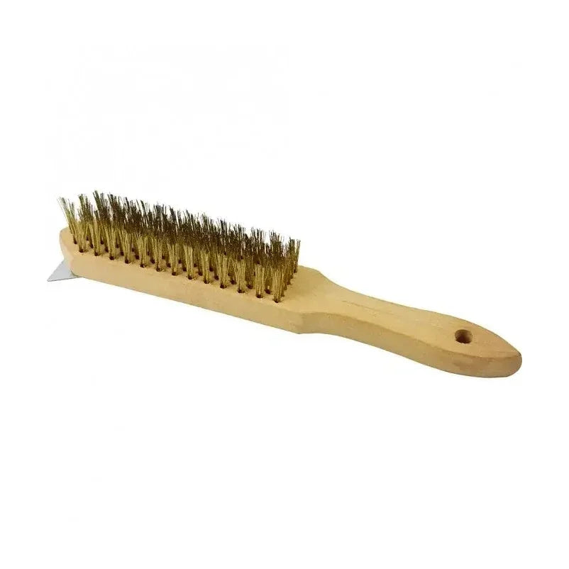 KRD BBQ Grill Cleaning Brush with Scraper 30cm Wooden Handle