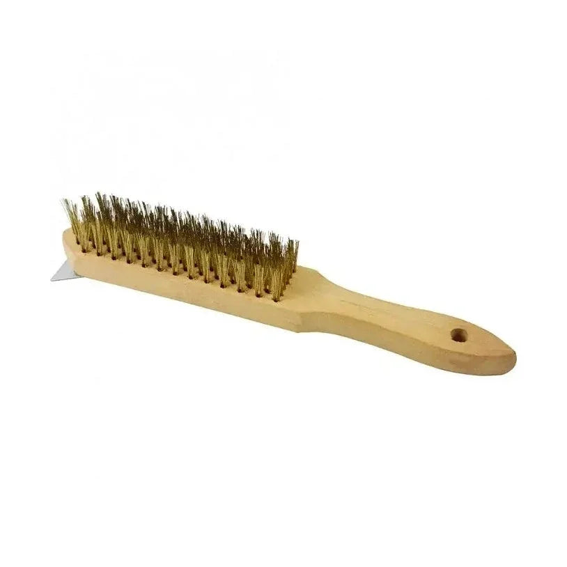 KRD BBQ Grill Cleaning Brush with Scraper 30cm Wooden Handle Pack of 3