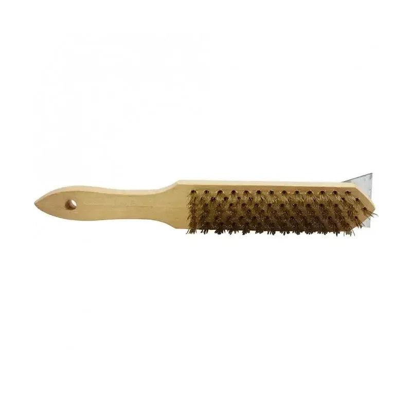 KRD BBQ Grill Cleaning Brush with Scraper 30cm Wooden Handle