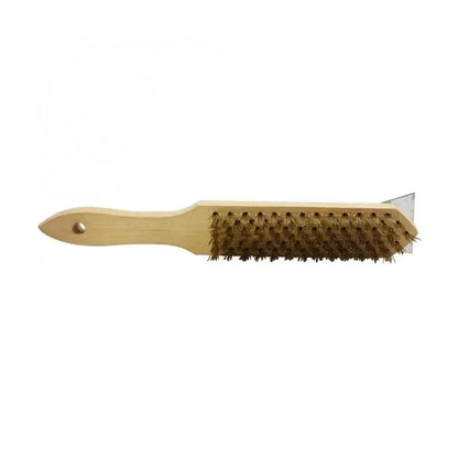 KRD BBQ Grill Cleaning Brush with Scraper 30cm Wooden Handle