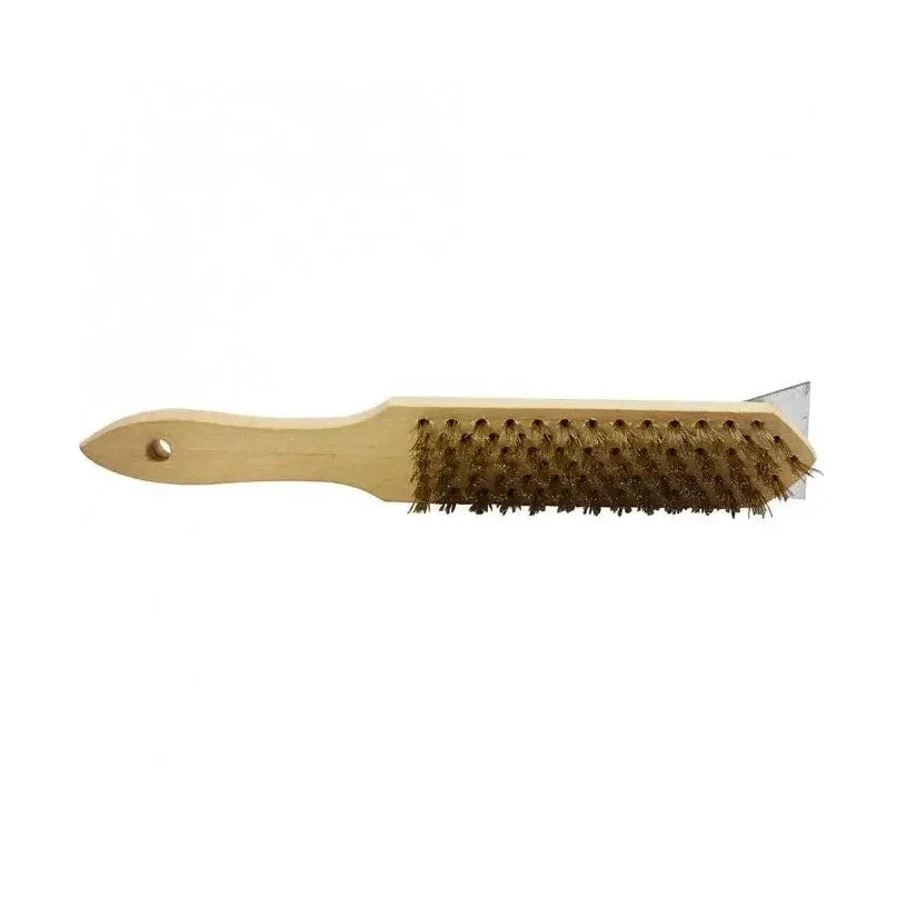 KRD BBQ Grill Cleaning Brush with Scraper 30cm Wooden Handle Pack of 3
