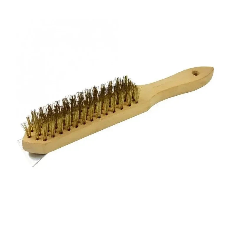 KRD BBQ Grill Cleaning Brush with Scraper 30cm Wooden Handle