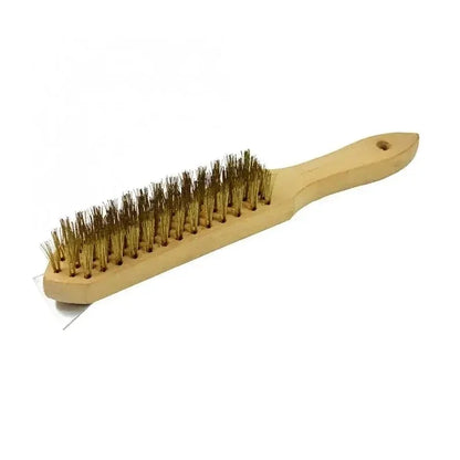 KRD BBQ Grill Cleaning Brush with Scraper 30cm Wooden Handle Pack of 3